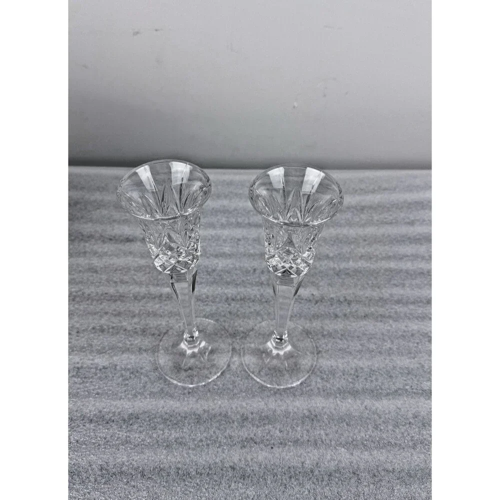 Vintage Leuchter Pair of Crystal Candle Holder Tulip Style 8